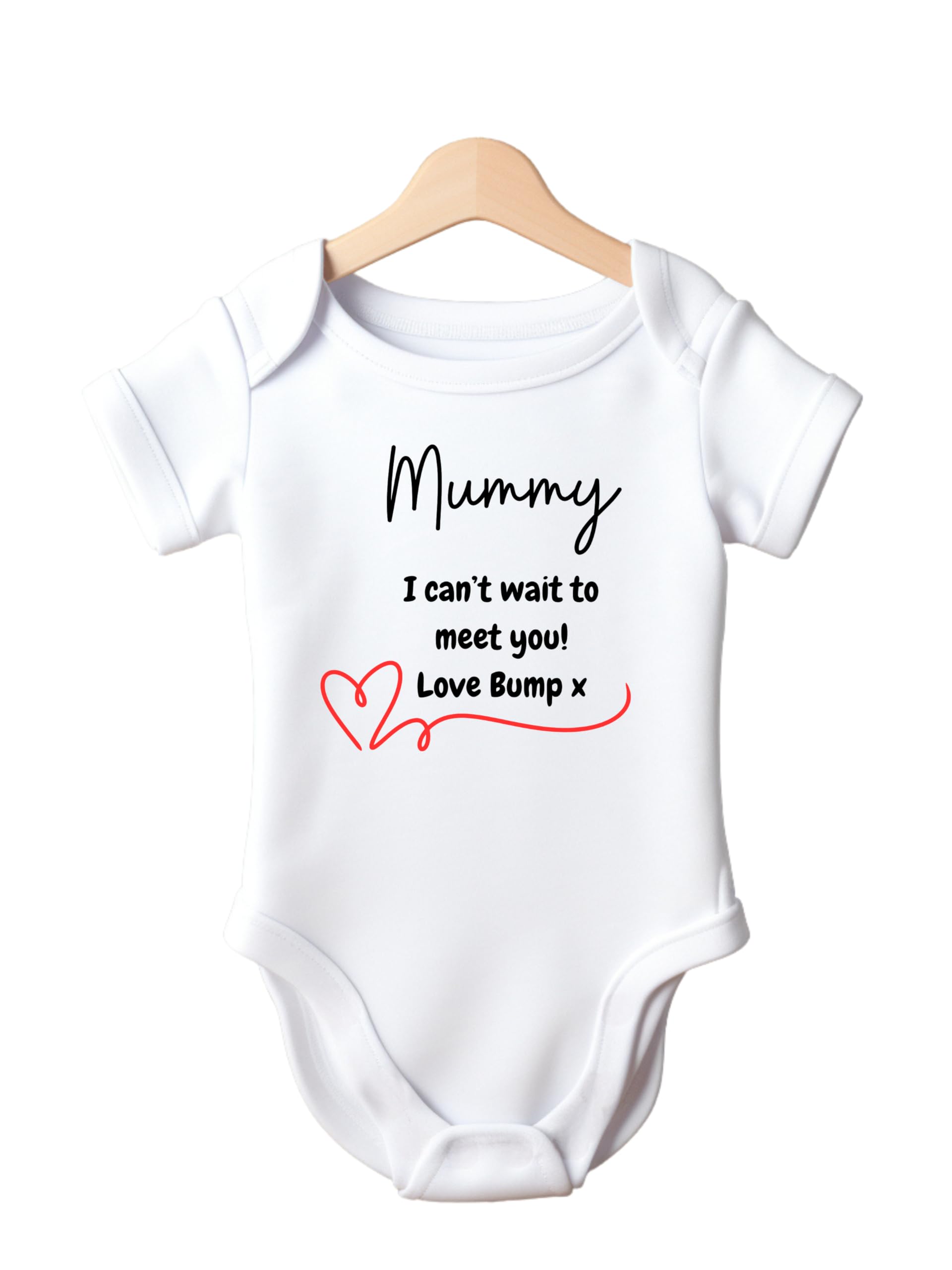Sweet message to Mummy from Bump baby vest, White Cotton, 'Mummy I Can't Wait to Meet You' Message (Newborn)