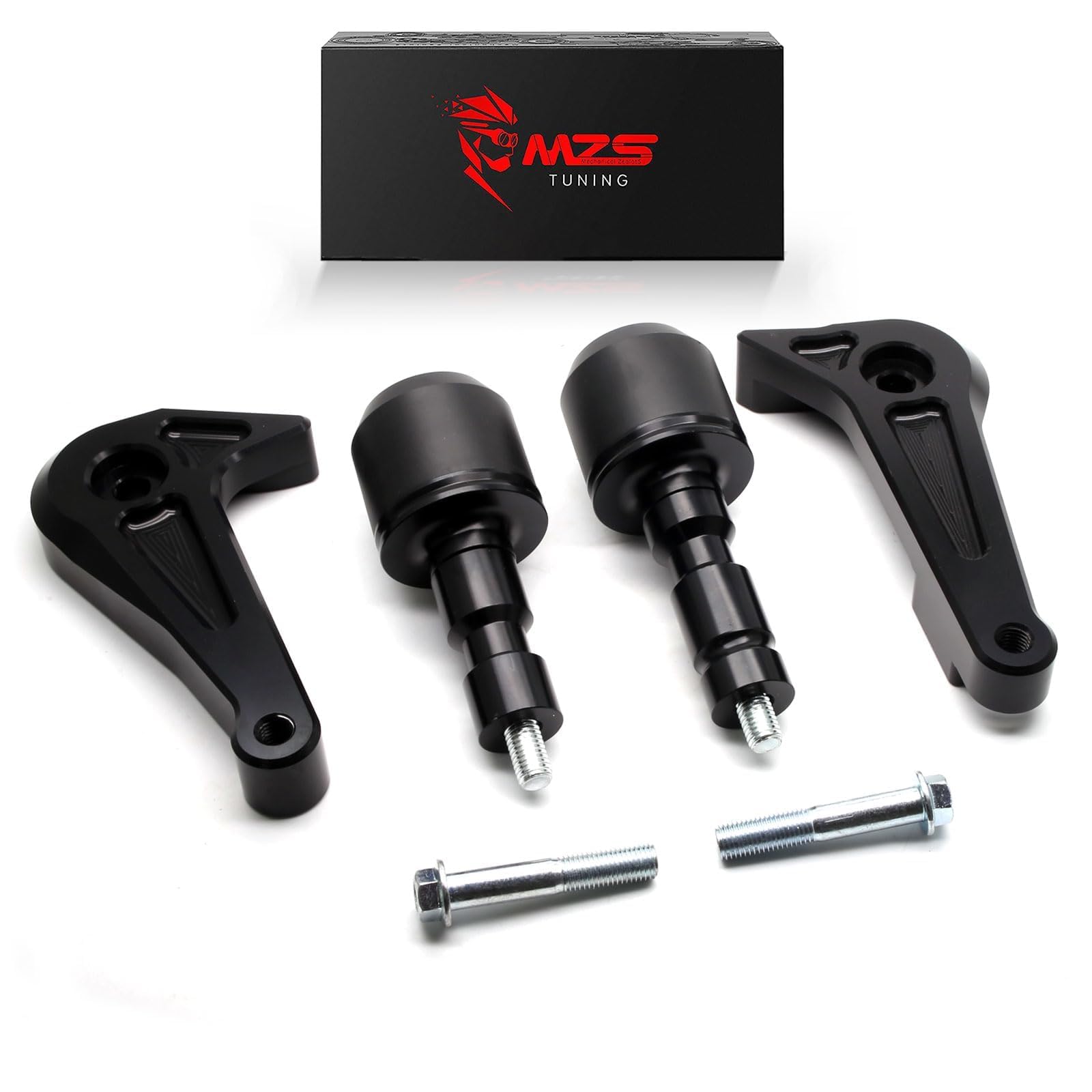 MZS Motorcycle Frame Sliders For YZF-R6 2017-2021 - No Cut Crash Protectors, Black CNC Aluminum & POM