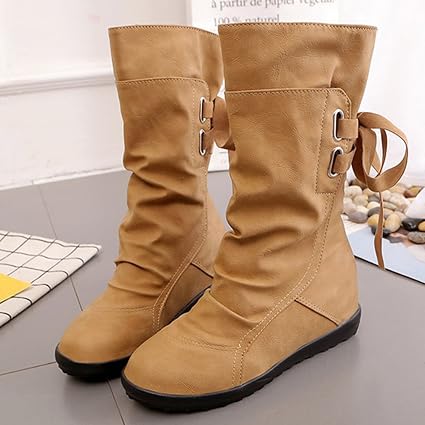 Amazon.com: UINKE Botas de nieve con cordones para mujer, color amarillo,  US 10 : Ropa, Zapatos y Joyería