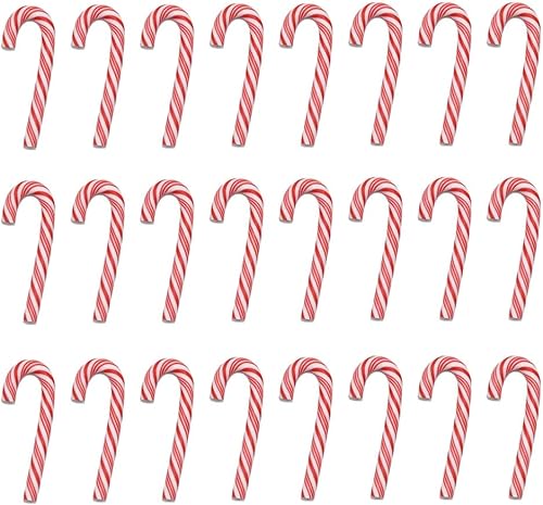 UUYYEO 40 unidades de bastones de caramelo de arcilla polimérica de Navidad, mini bastón de caramelo sintético, sin agujero, dijes colgantes de
