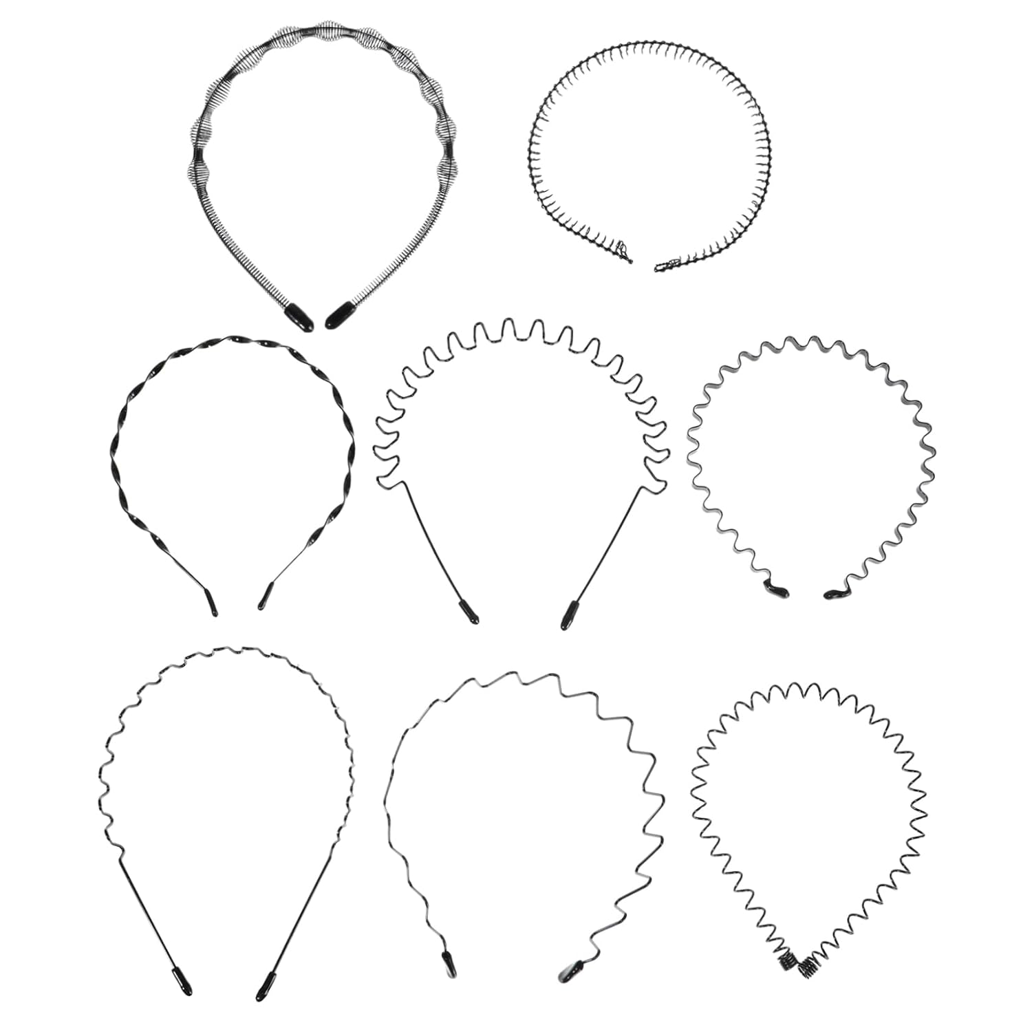 8pcs Men's Wavy Sports Headbands Set Durable Metal Hair Accessories for Outdoor Activities Non-slip Design for Fitness and Everyday Use