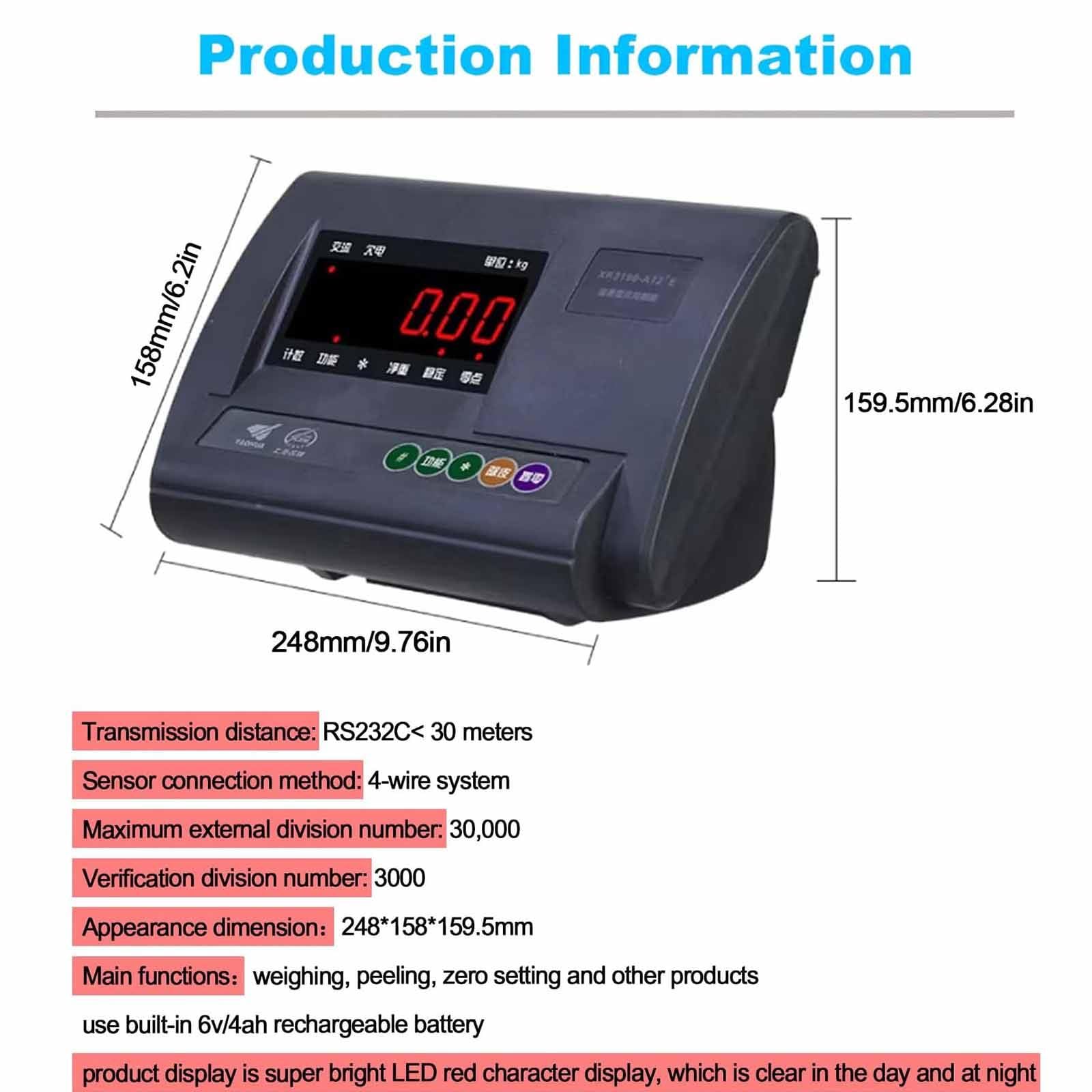 1000 Kg/2000 Kg/3000 Kg/5000 Kg Mit Eingebauter Batterie Bodenwaage Kit Viehwaage Kit Bauen Sie Ihre Eigene Waage Plattform Waage Waage Mit Anzeige Und Wägezelle,5000kg