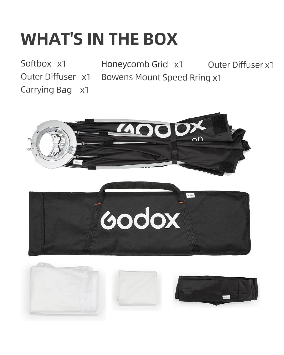 Godox EazyFlow Quick-Release Softbox, Foltbare Octabox Quick Setup, Bowens Mount Soft Box mit Diffusoren Honeycomb Grid für Studio Streaming Fotografía (Rect 40x40cm)
