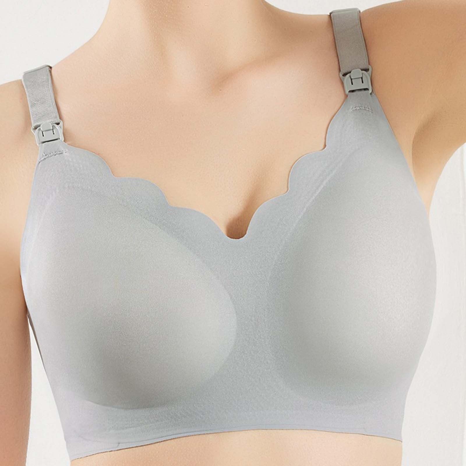Nursing Bra Wavy for Women Seamless Maternity Support Wireless Pregnancy Sleep Bralette, Beige, XXL