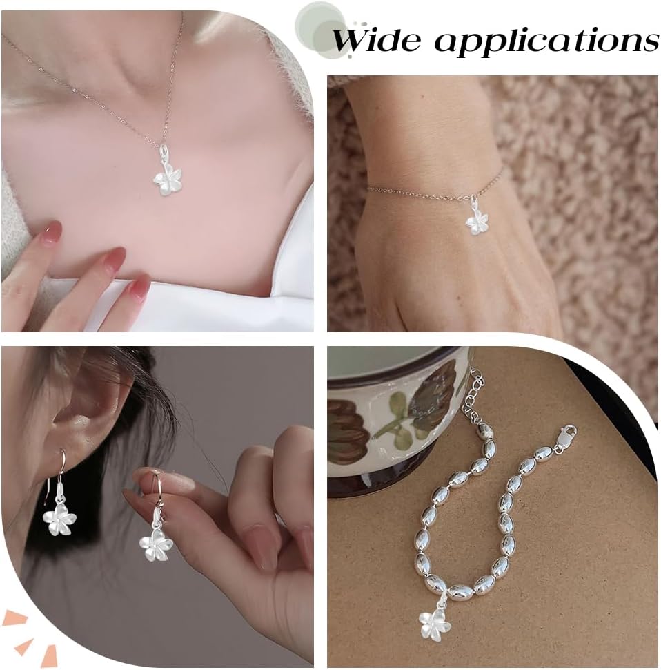 Beebeecraft 1 Box 5Pcs Silver Flower Charms 925 Sterling Silver Antique Tibetan Style Floral Flowers Mini Charm with Polishing Cloth for Jewelry Making Pendants Necklace Bracelet DIY Crafts Supplies - Image 6