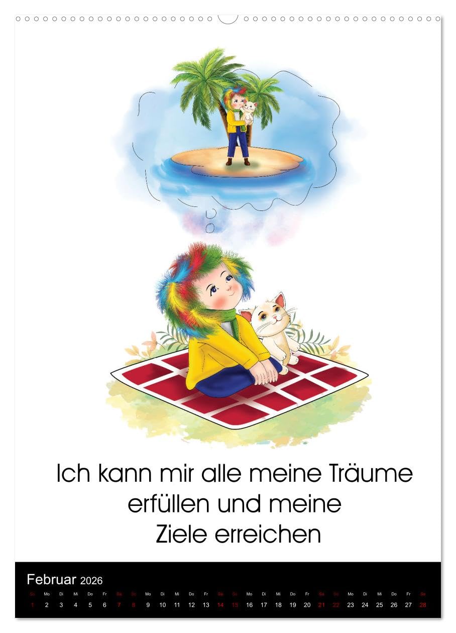 Ich bin einzigartig - Achtsame Affirmationen für besondere Kinder (hochwertiger Premium Wandkalender 2026 DIN A2 hoch), Kunstdruck in Hochglanz: ... und talentiert sie sind. (CALVENDO Menschen)