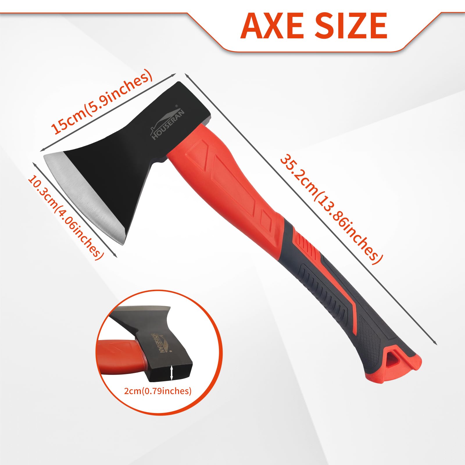 Camping Axe - 14" Wood Axe for Splitting Firewood, Non-Slip Handle, Ideal for Camping and Woodworking