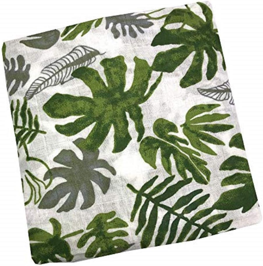 HGHGSoft Muslin Swaddle Blankets Premium Receiving Blanket for Boys & Girls 47" x 47" Green Leaves for Newborn Gift