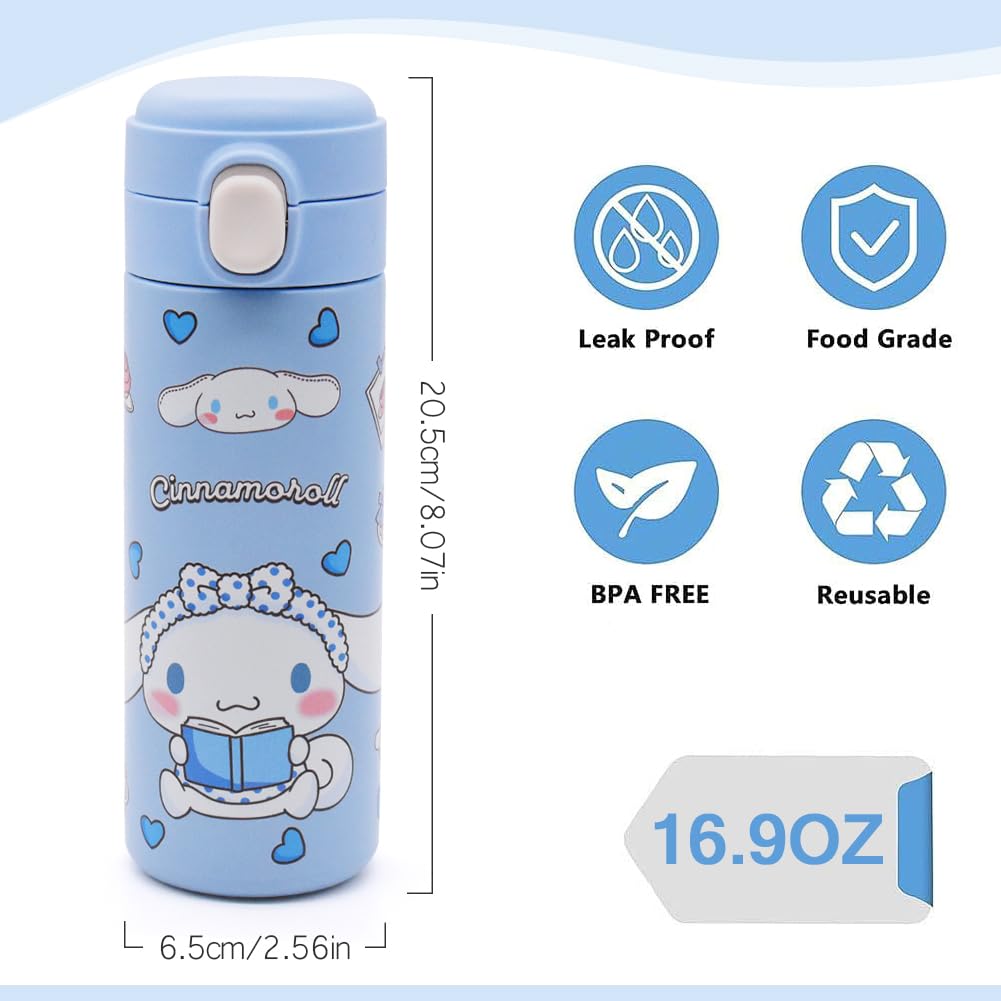 Cinnamoroll Bouteille d'eau isotherme en acier inoxydable avec sac 480 ml