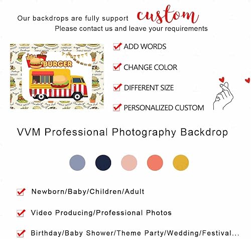 Miniatura 5 de Fondo de hamburguesa para cabina de comida, cena, fiesta, decoración de 7 x 5 pies, comida rápida, camión, papas fritas, bebidas, telón de fondo