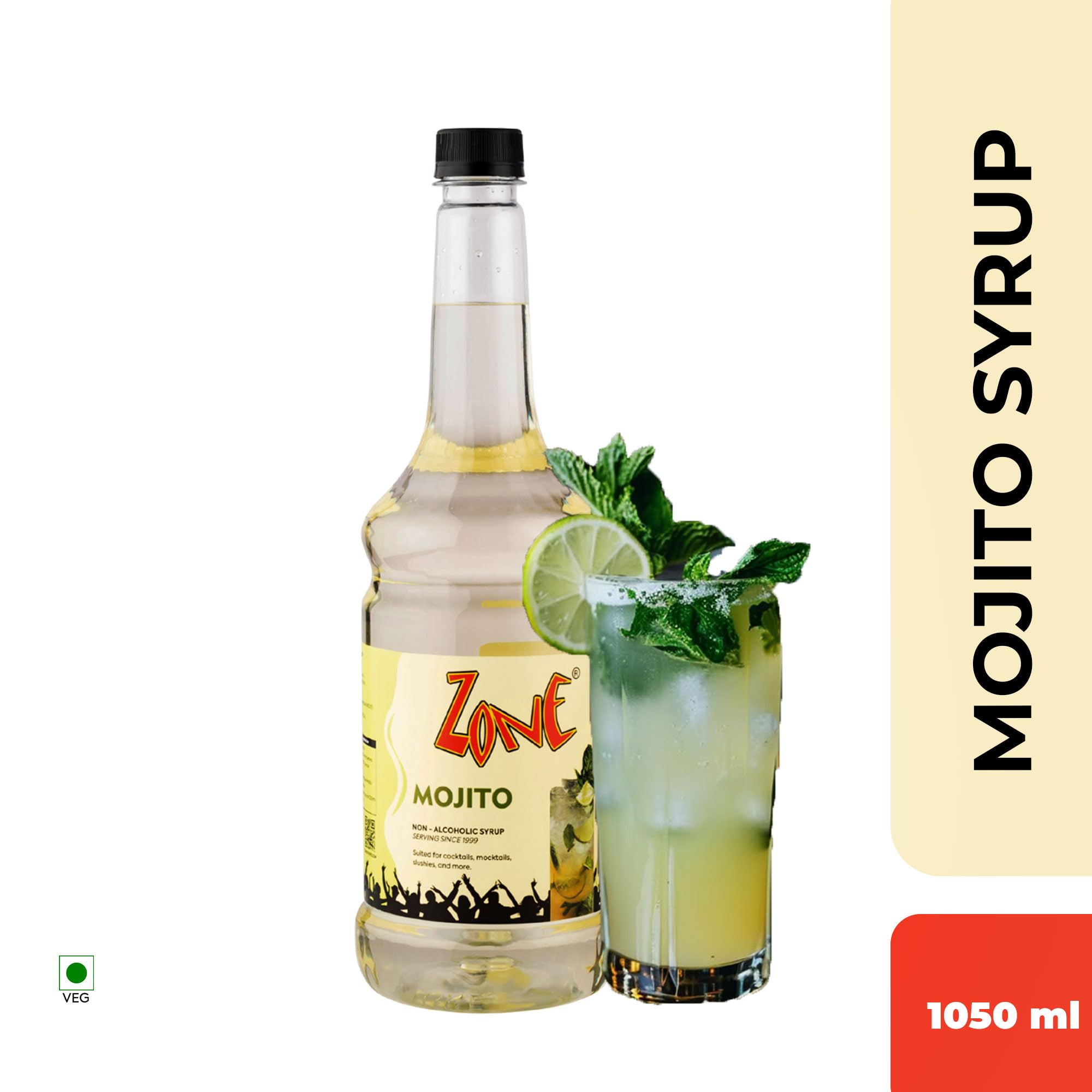 Zone Mojito Syrup 1000ml | Pure Mint Flavor for Mocktails, Cocktails, Lemonades, Iced Teas & More | 35+ Flavours