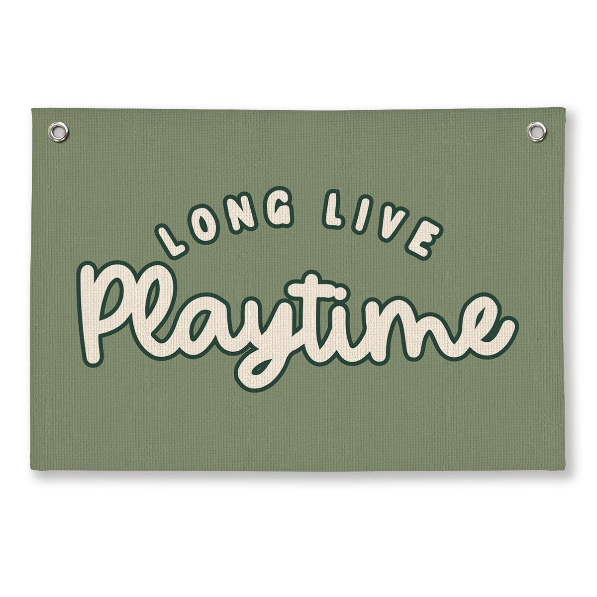 Playroom Decor for Boy, Long Live Playtime Wall Hanging Linen Banner, Blue Striped Wall Flag for Kids Room Nursery Playroom Decor, 20x30 Inch-Green