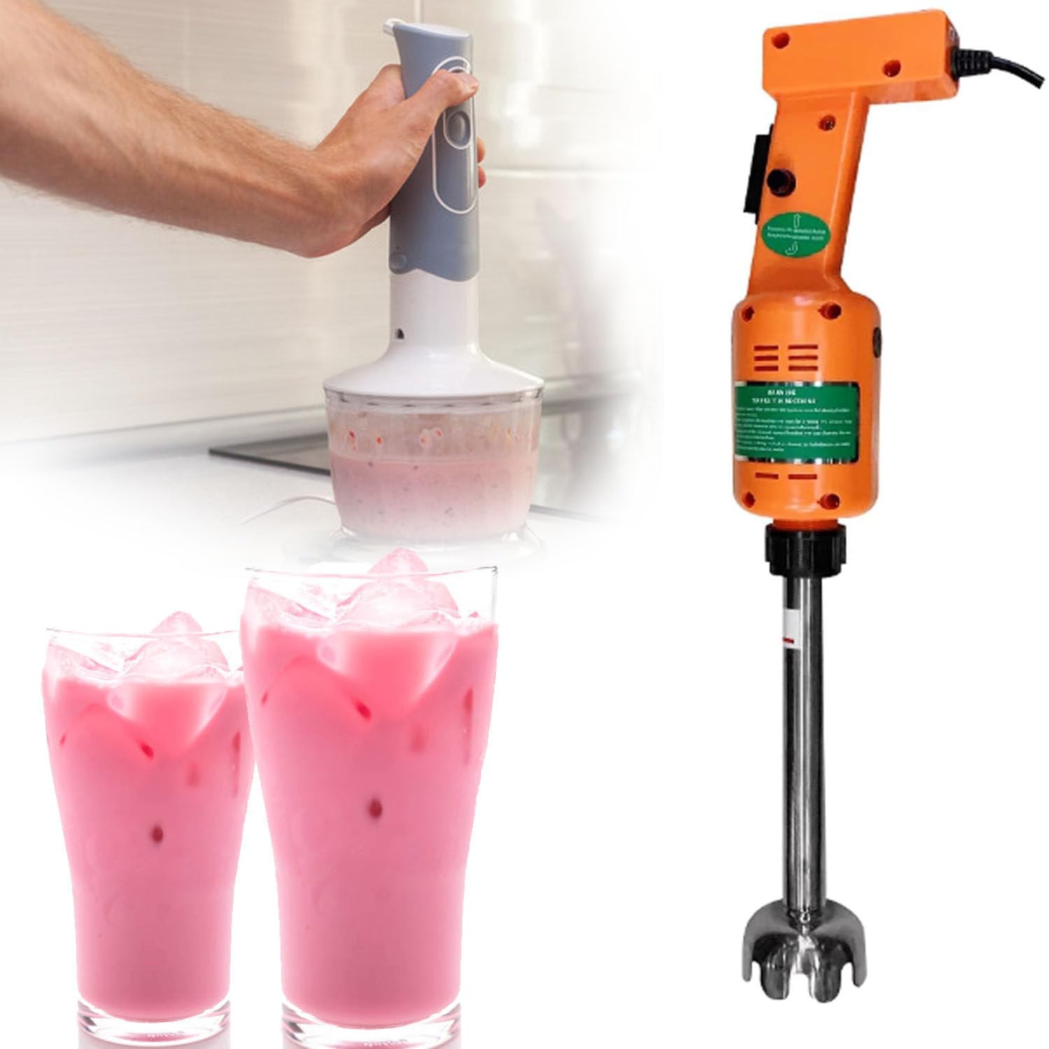 Frullatore a Immersione Professionale da 500 W, Robusto, 12.000 Giri/Min, Multifunzione, Portatile, con Impugnatura Ergonomica, per Zuppe, Salse e Purè di Patate,300mm