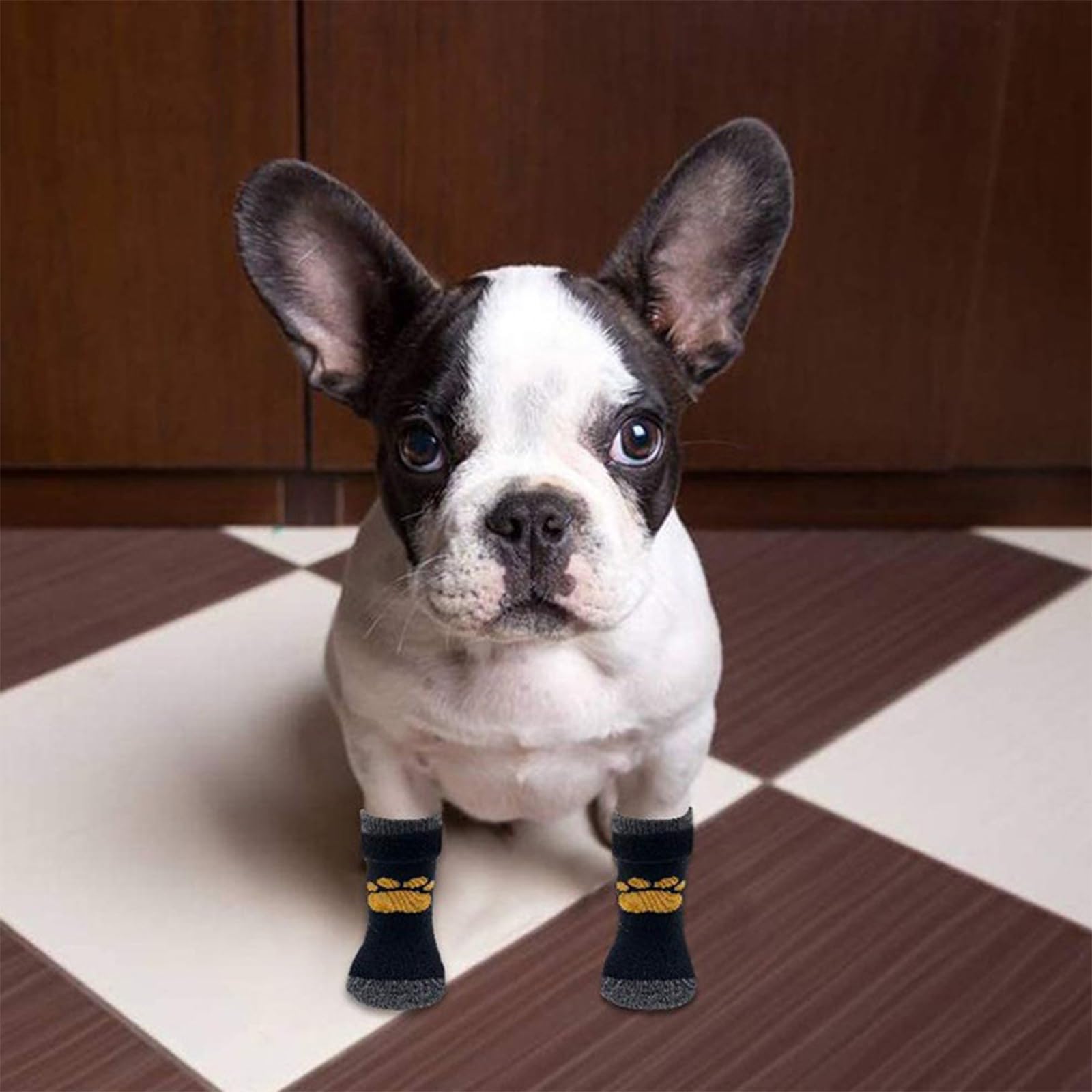 Calzini Antiscivolo per Cani con Cinghie Regolabili Protezioni per Zampe di Cane con Impugnature per Evitare Che Le Scarpe del Cane Lecchino O Scivolino,Nero,L