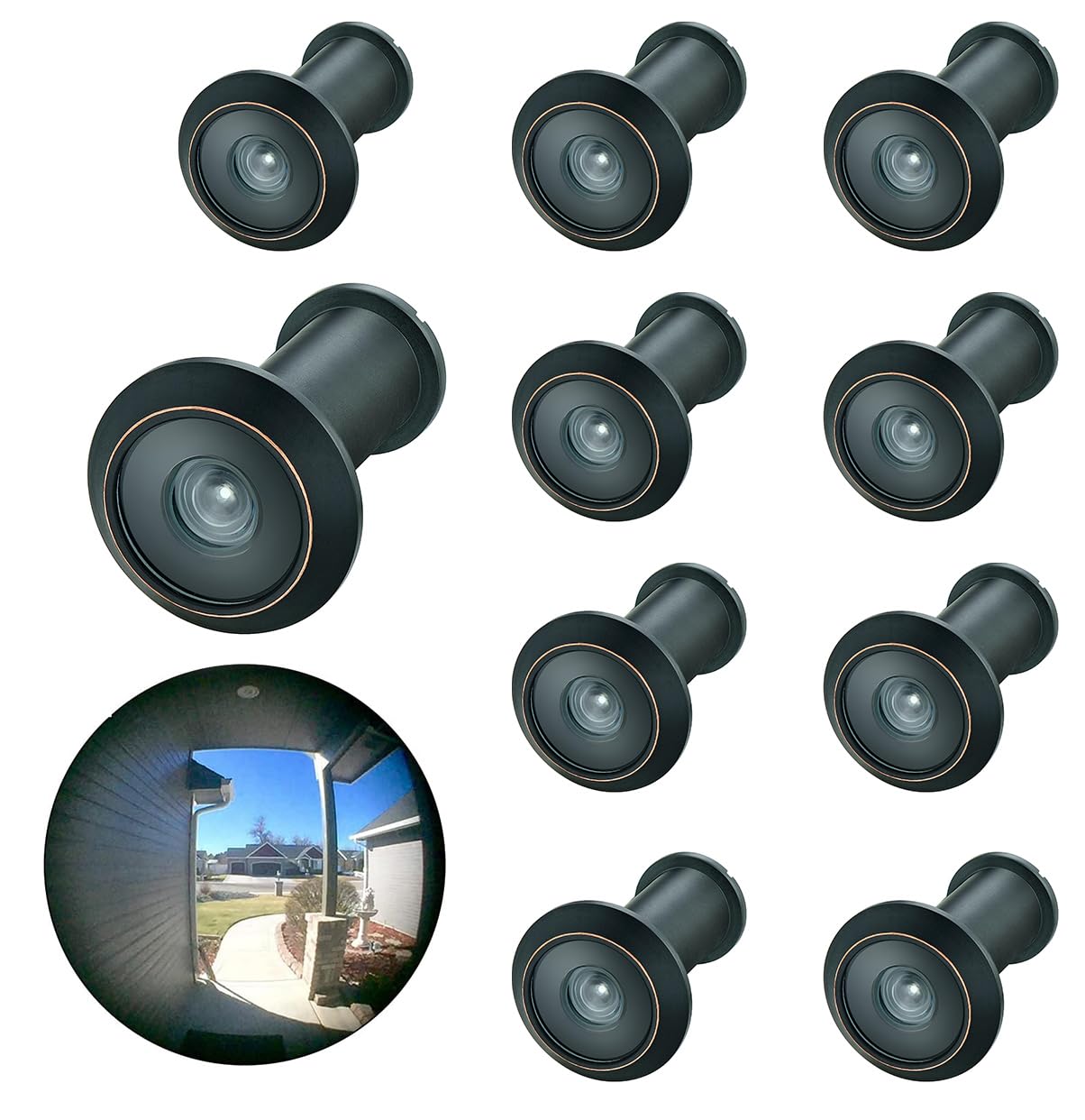 TOGU TG3016NG-CBC Lot de 10 judas pour portes de 3,5 cm à 6,3 cm en laiton massif HD avec lentille en verre HD à 220 degrés