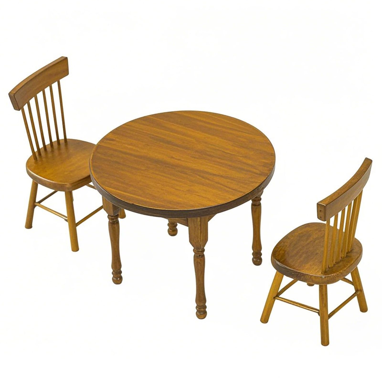 Set Tavolo Da Pranzo In Miniatura Per Casa Delle Bambole Scala 1:12 - Tavolo Rotondo E 2 Sedie In Legno, Colore Bianco