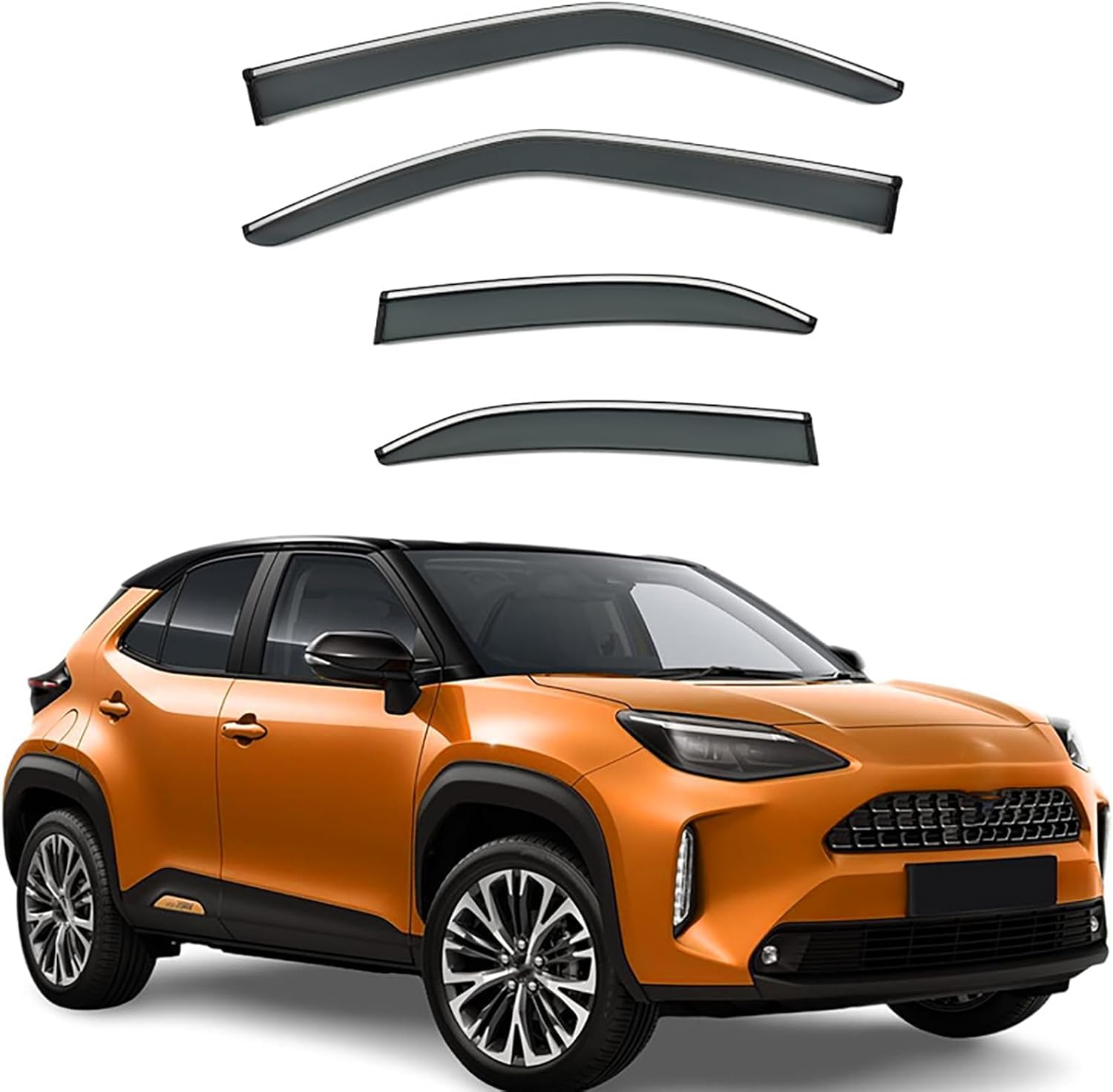 FengXH Window Deflectors for Toyota Yaris Cross MK1-XP210 2020+ - 4pc Smoke Tint, Waterproof, Noise Reducing.