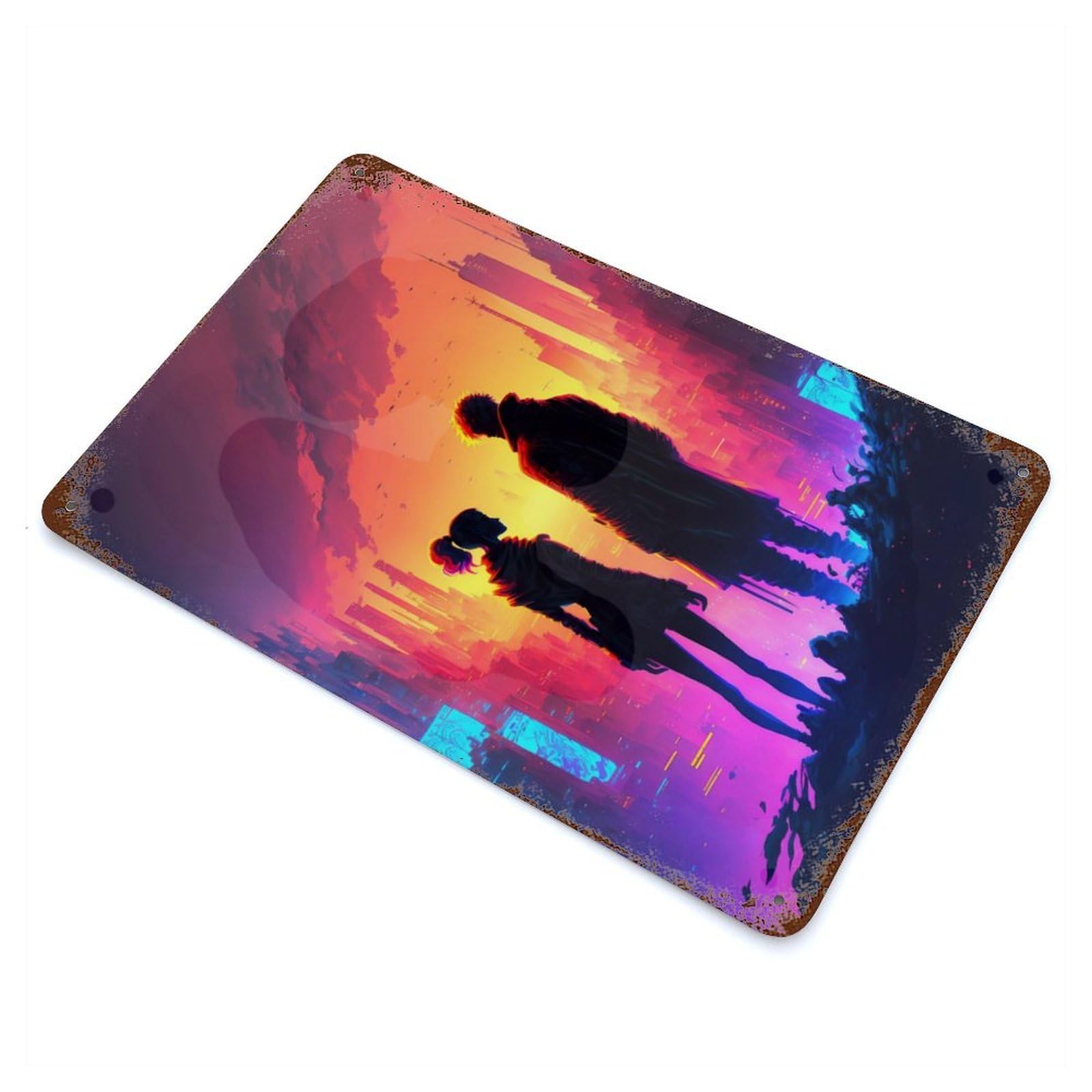 Sunset Landscape Decorative Tin Sign 11.8"x7.9", Ideal for Cafe, Home Bar And Lounge Decor