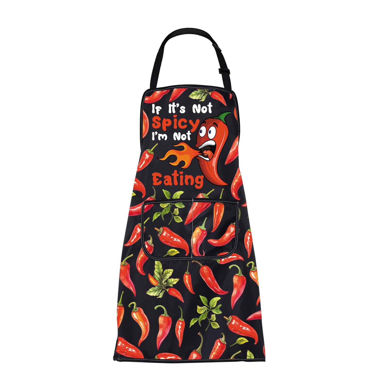 Chili Cooking Apron Chili Pepper Chef Apron Chili Gifts for Chili Lovers Kitchen Gardening Grilling Aprons With Pocket (25927 Chili Eating)