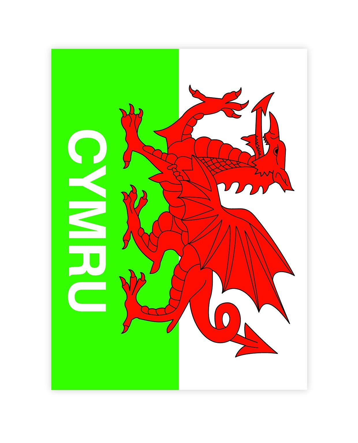 Wales Welsh Cymru Flag Decal Sticker Car Bike (Cymru Dragon Medium Oblong)