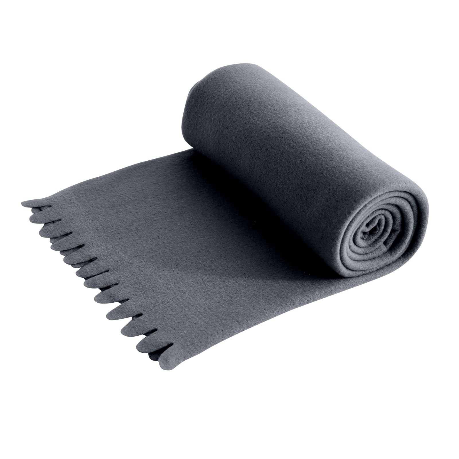 wometo Wave koc polarowy 120 x 160 cm – Öko-Tex ok. 300 g, miękki koc polarowy z falistym brzegiem, niemechacący się, szary