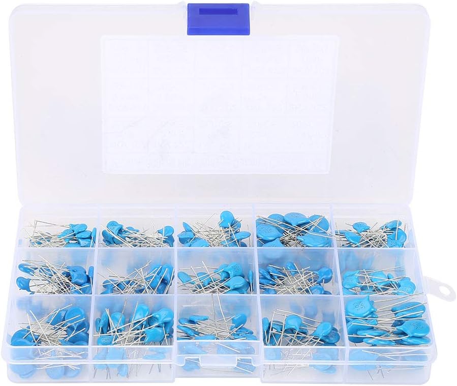 Goshyda 300pcs Capacitors, 15 Values ​​High Voltage 0.1nF~22nF Ceramic Capacitor Assorted Kit