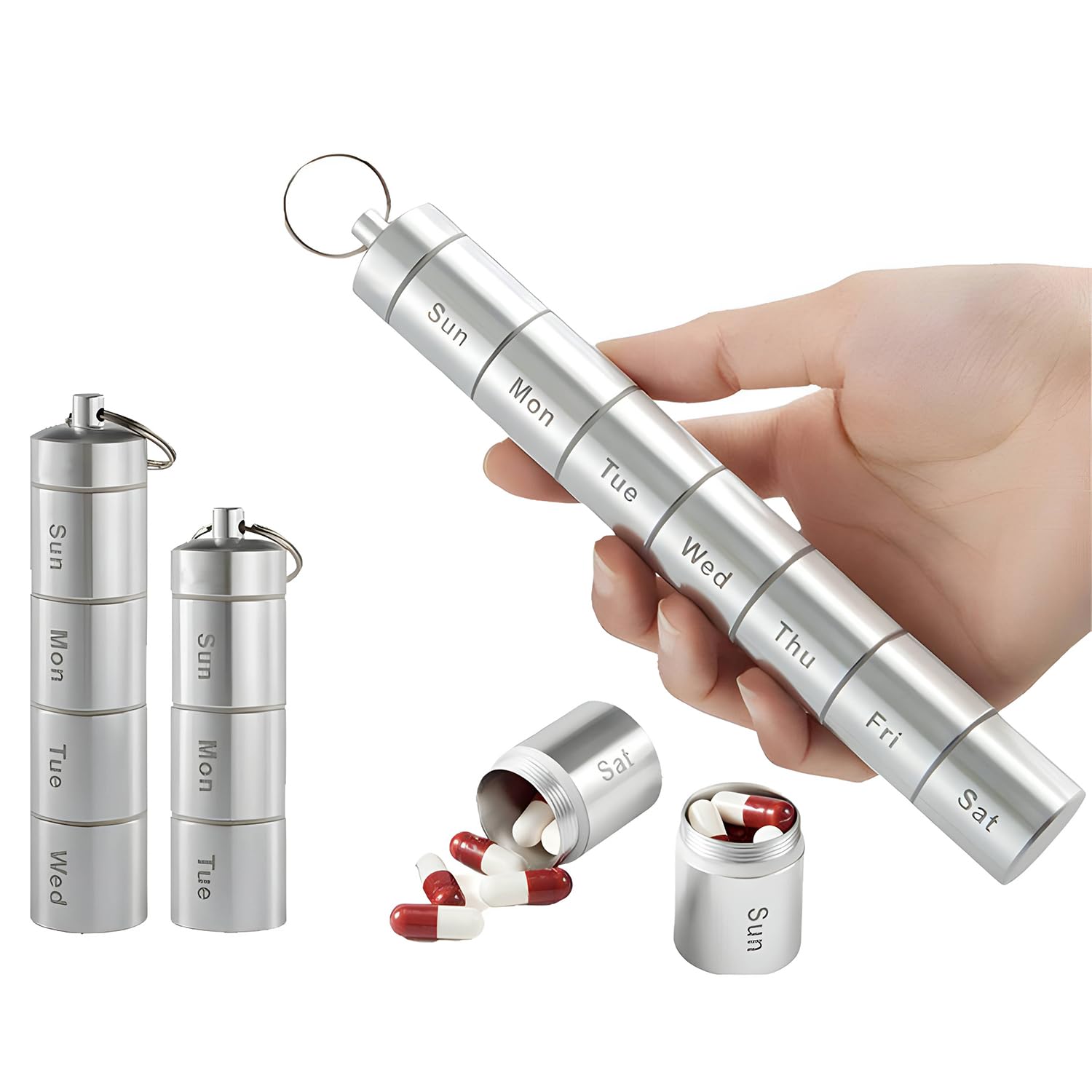 Zam-Zam Daily Pill Organiser | Portable 7 Day Pill Organizer | Large Capacity Travel Pill Container | Convenient Weekly Pill Box for Medication Management | Travel Pill Organizer with Labels