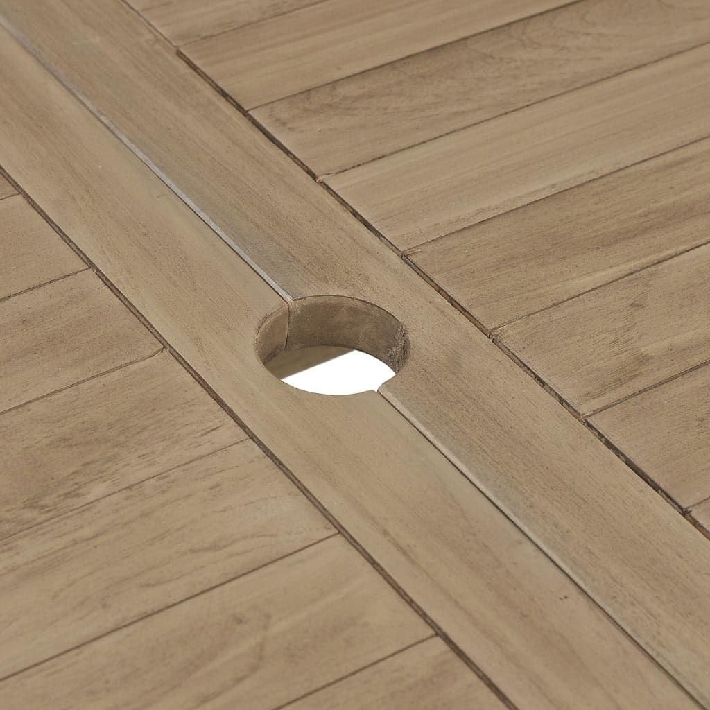 Folding Patio Table, Solid Teak Wood, Parasol Hole, Foldable Design, Space Saving Outdoor Dining Table - Perfect for Gardens and Patios