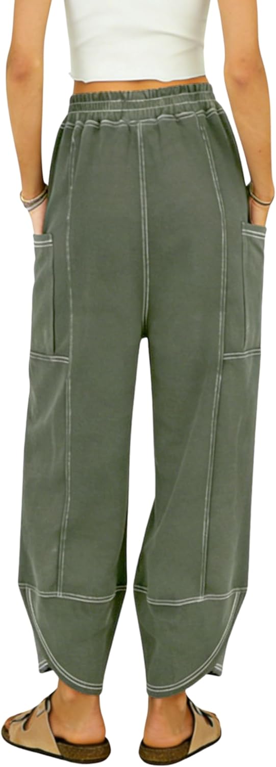 Women Wide Leg Sweatpants Casual High Waist Baggy Lounge Travel Pants with Pockets
