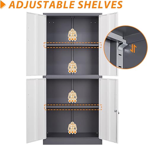 Miniatura 53 de Armario de almacenamiento de metal con ruedas, armario de almacenamiento con cerradura de 73 pulgadas con 2 estantes ajustables y 1 cajón para Negro