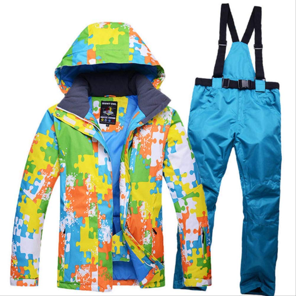 LJYNB Skiing Suit Men Waterproof Windproof Thick Breathable Ski Jacket + Trousers Set Snowboarding Jacket Snow Pants