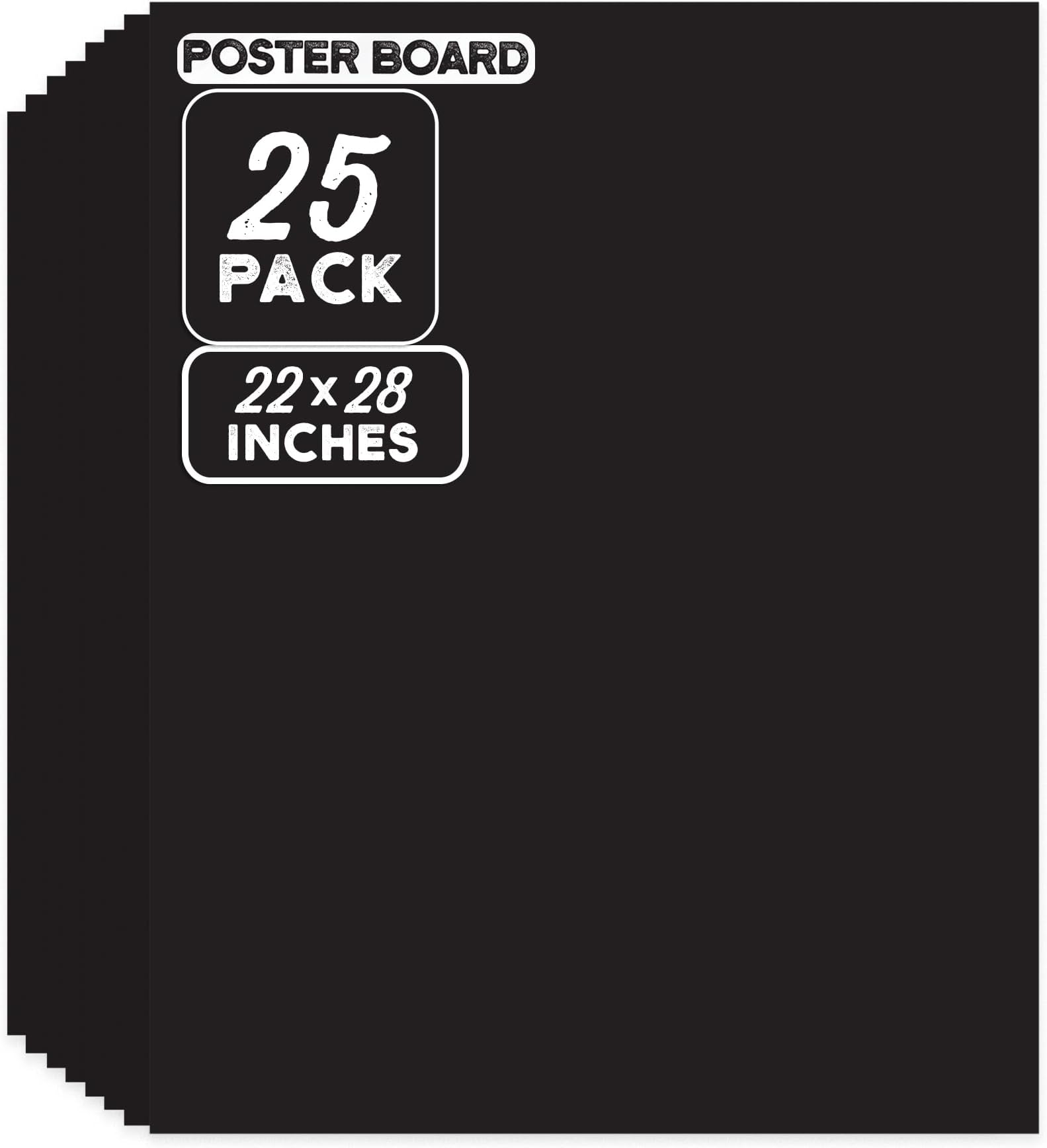 Large Black Poster Board, 22โ x 28โ, Bulk Poster Boards for Classrooms, Sign Making & Science Fair Board Supplies, 25-Pack
