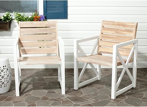 Miniatura 6 de Safavieh Home Collection Irina - Sillón para exteriores, color blanco y gris, juego de 2