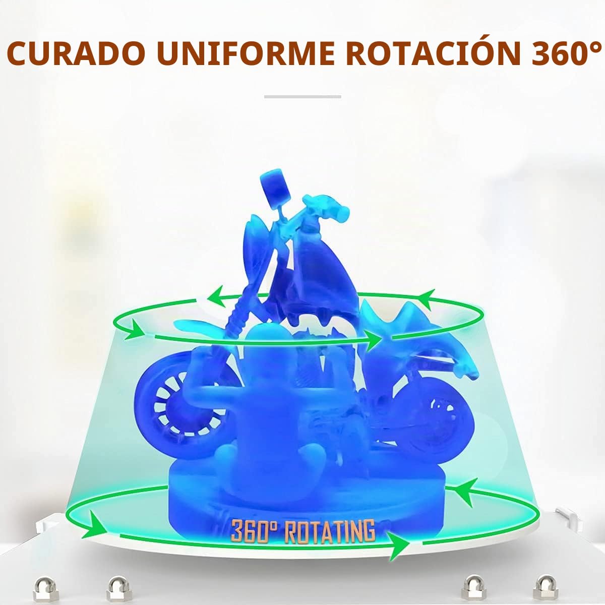 Resina Caja de luz UV, 360 Grados Rotary 405nm Luz UV Máquina Curado, Resina UV Caja Curado para Impresora 3D de Resina SLA/DLP/LCD,217×204×228mm