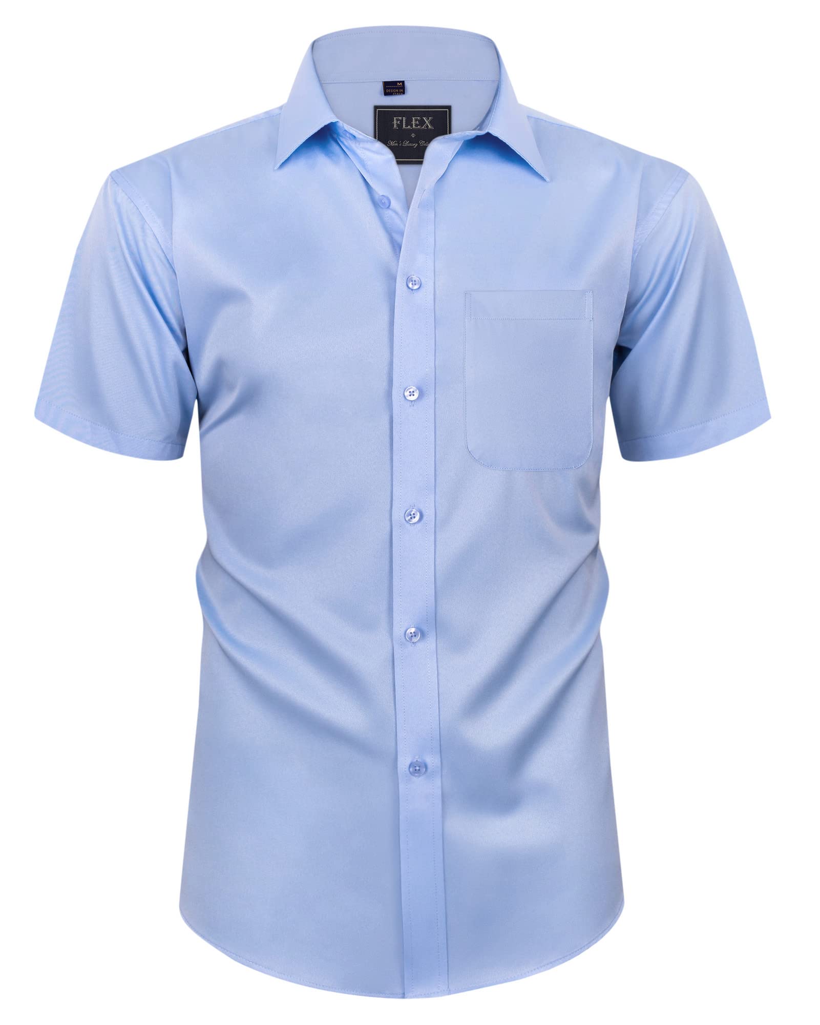 siliteelon Herren Kurzarm Hemden Casual Regular Fit Bügelfrei Business Hemd Faltenfrei Formales Hemd mit Tasche