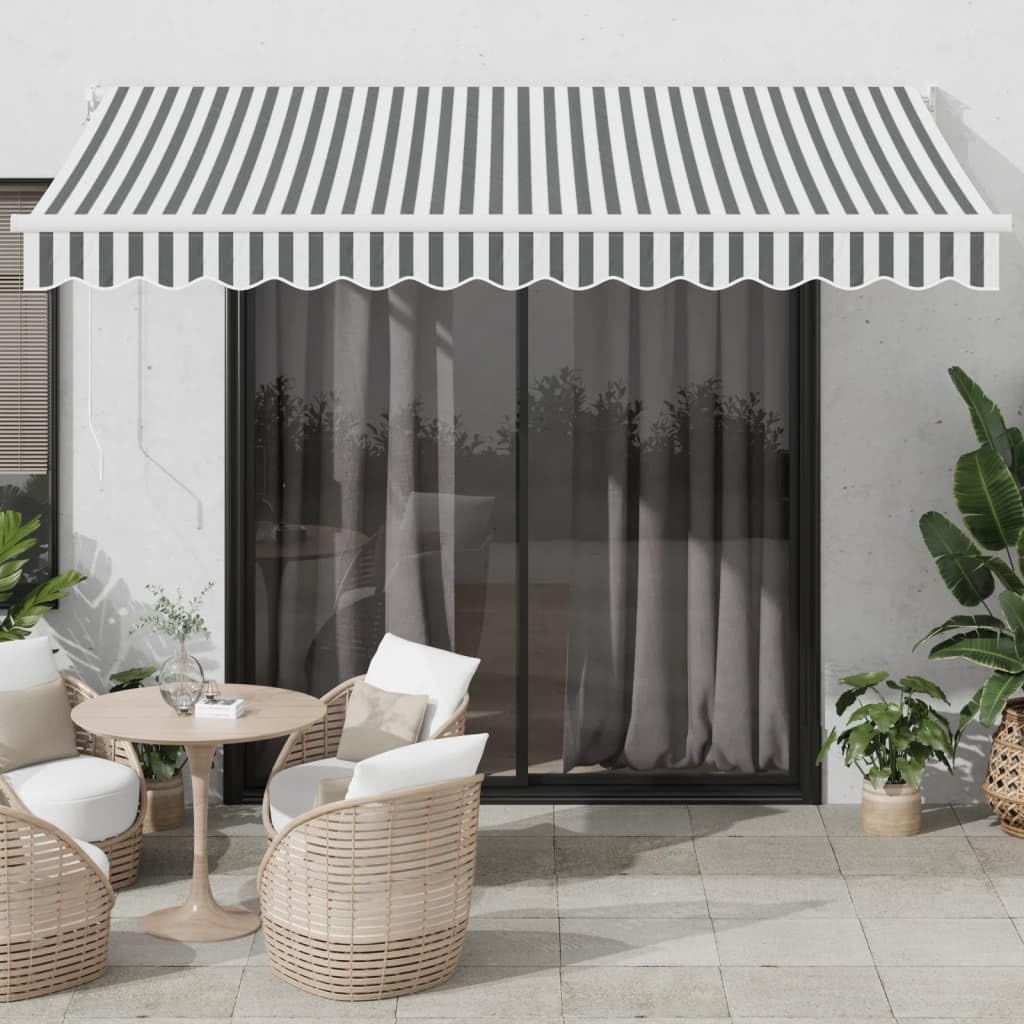 Toldo retráctil antracita y blanco, 3,5 x 2,5 m, toldo de aluminio articulado con soporte de pared, resistente a los rayos UV