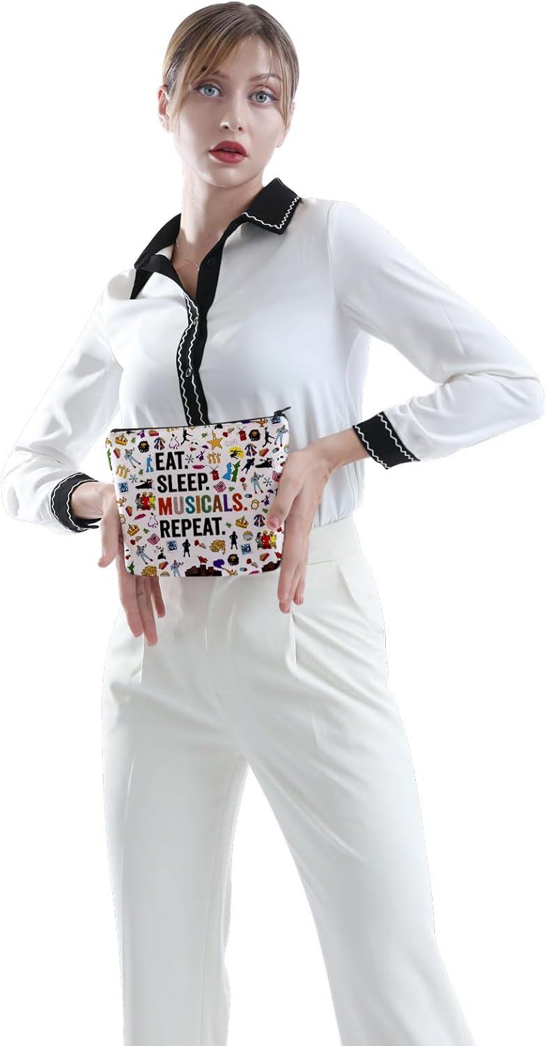 POFULL Musical Acting Gift Musical Theatre Gift Eat Sleep Musicals Cosmetic Bag (Eat Sleep Musicals Cosmetic Bag) image 3