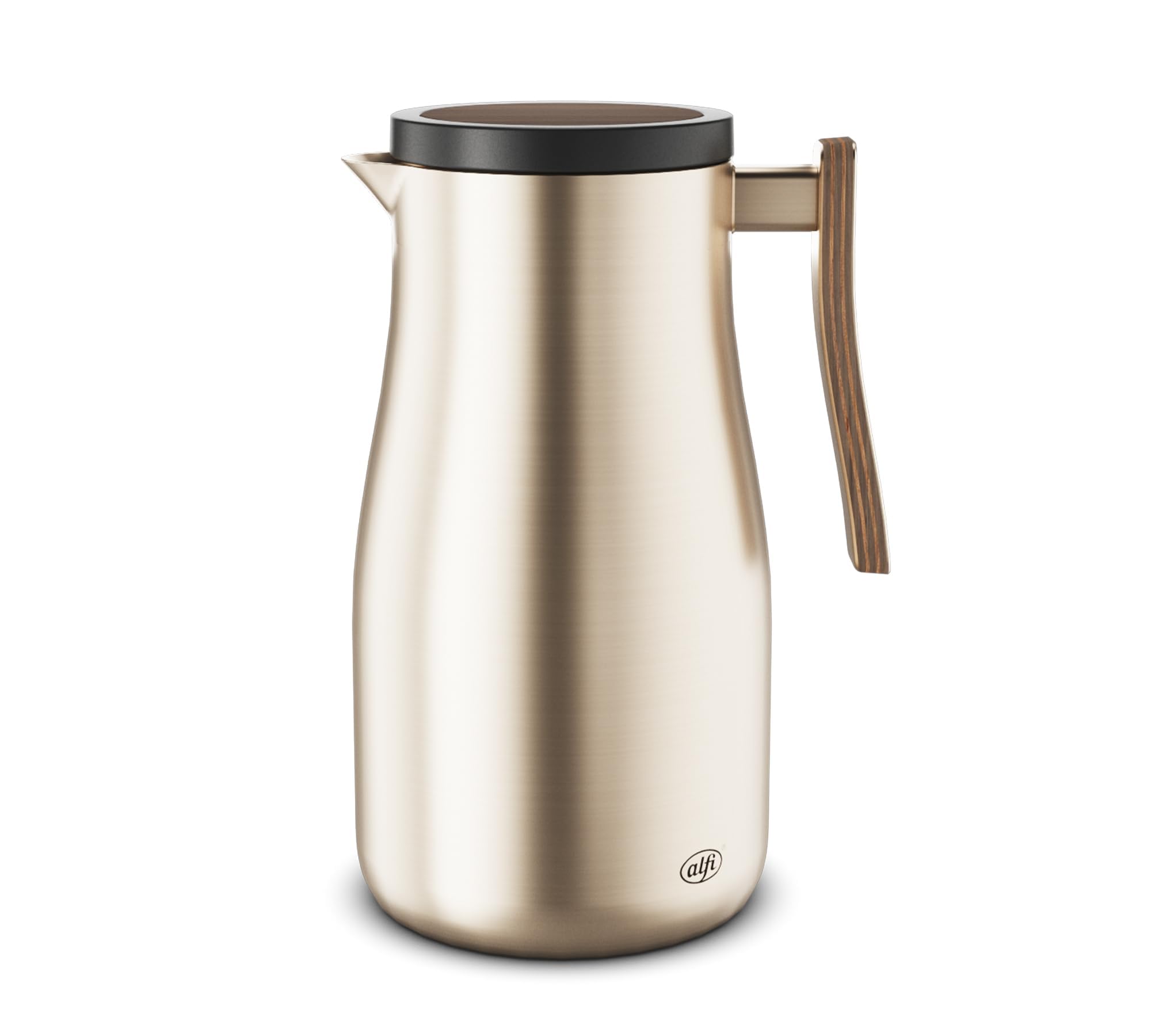 alfi STUDIO ALLURE Isolierkanne 1,00 l, 12 h heiß, Edelstahl, champagner | 24 h kalt, Thermoskanne für Kaffee & Tee, doppelwandig aus Edelstahl, Drehverschluss, große Öffnung, spülmaschinenfest