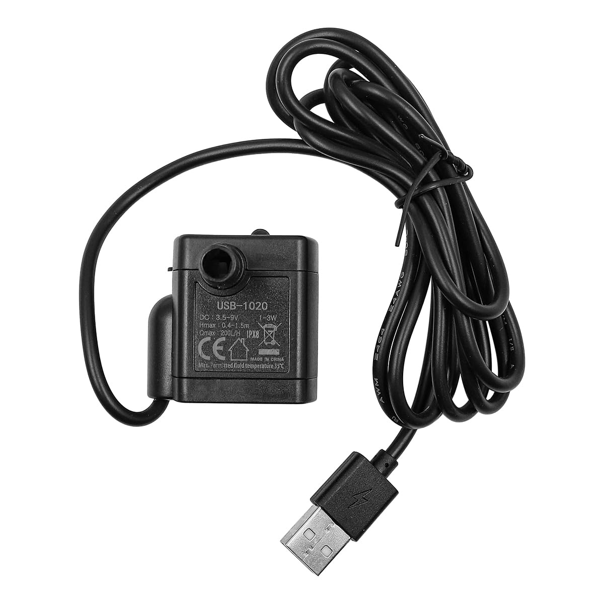USB Mini dompelwaterpomp (DC 5V 1-3W 200L/h) Instelbare, ultrastille kleine waterpomp voor huisdierfontein, aquarium, vijver, hydrocultuur, binnen of buiten