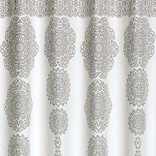 Lush Decor, Gray Stripe Medallion Shower Curtain-Fabric Mandala Bohemian Damask Print Design, 72" x 72", Grey - Image 4