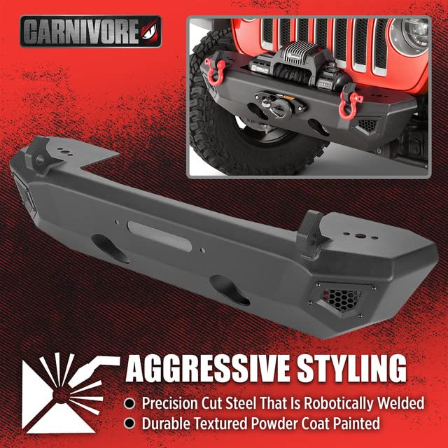 Image of Carnivore Stubby Front Bumper - Fits Jeep Wrangler JK, JL & Gladiator JT 2007-2023, Precision Cut Steel - Winch Mount Plate