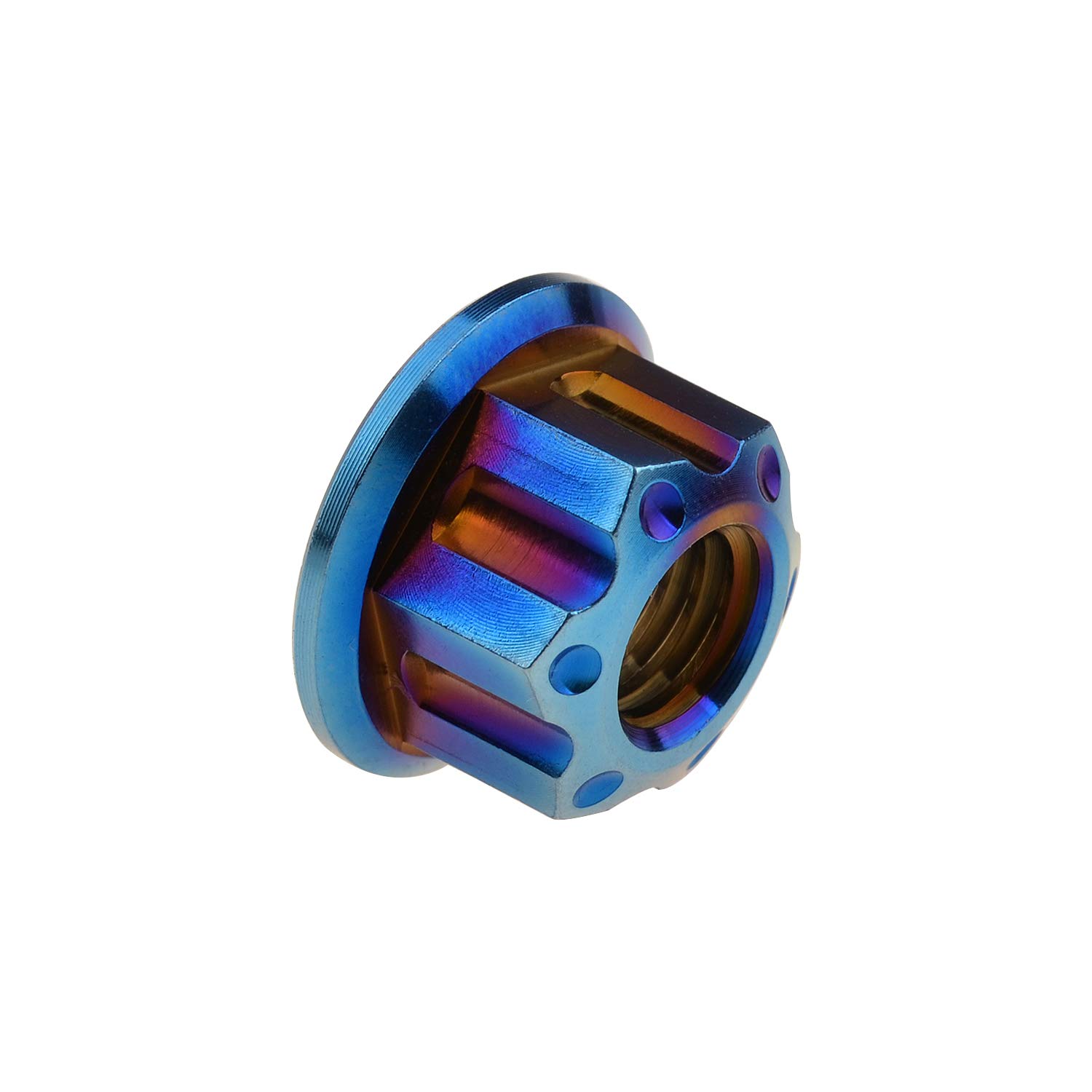 Titanium M6 M8 M10 M12 M14 M16 Flange Bolt Nut Bicycle Motorcycle Rear Axle Car Modification Accessories Pack of 6 (M10 Pitch 1.25mm, Fire Blue)
