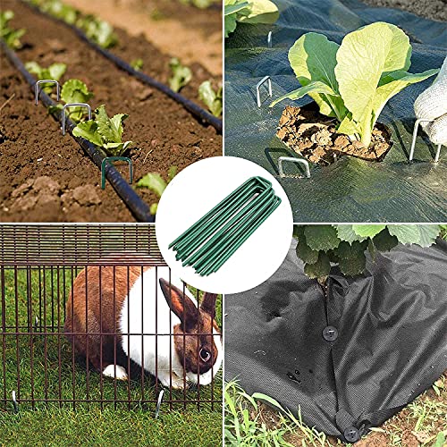 10PCS 6-Inch Galvanized Garden Landscape Staples Stakes, Heavy-Duty Sod Pins Anti-Rust 11 Gauge Garden Stakes, Plant Stakes for Weed Barrier Fabric Ground Cover Tubing Soaker Hose Drippers Irrigation