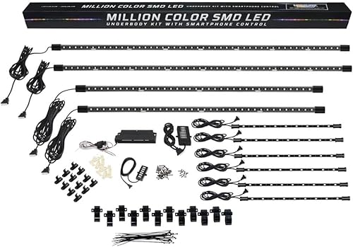 Miniatura 9 de LEDGlow 4 piezas Bluetooth Millones de colores LED Underbody Underbody Underbody Underglow y 6 piezas Interior Footwell Accent Kit de iluminación