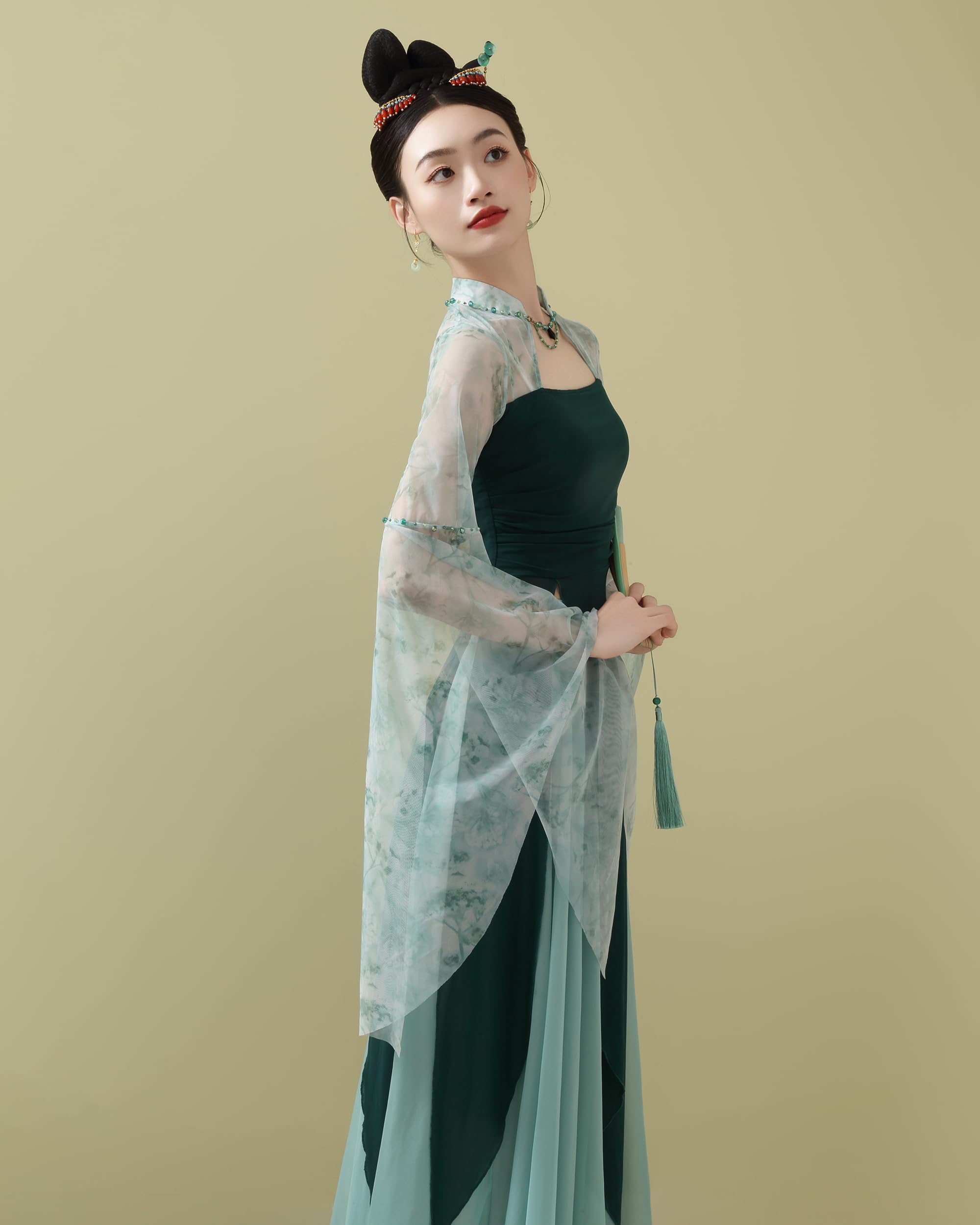 ROYAL SMEELA Set di Qipao Moderno da Donna,Abito Cheongsam Lungo Cinese,Vestito Qipao Maniche Lunghe per Donne,Top + Culotte
