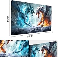 Vista 2 de Tapete de Juego Premium 24 x 14 pulgadas MTG Compatible con OCG CCG RPG TCG Playmat (Hielo y Fuego)