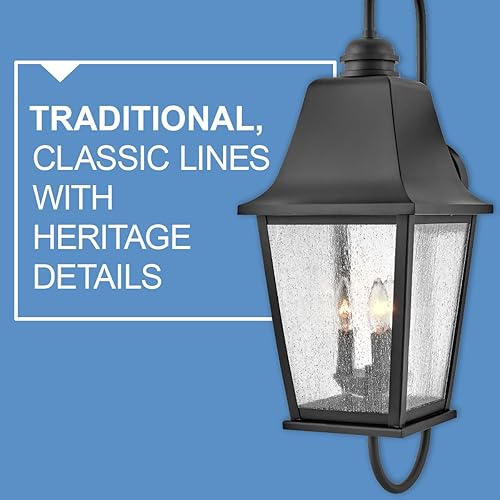 Miniatura 5 de Hinkley Kingston - Farol grande de montaje en pared para exteriores, 2 luces, tradicional, aluminio, vidrio transparente con acabado negro