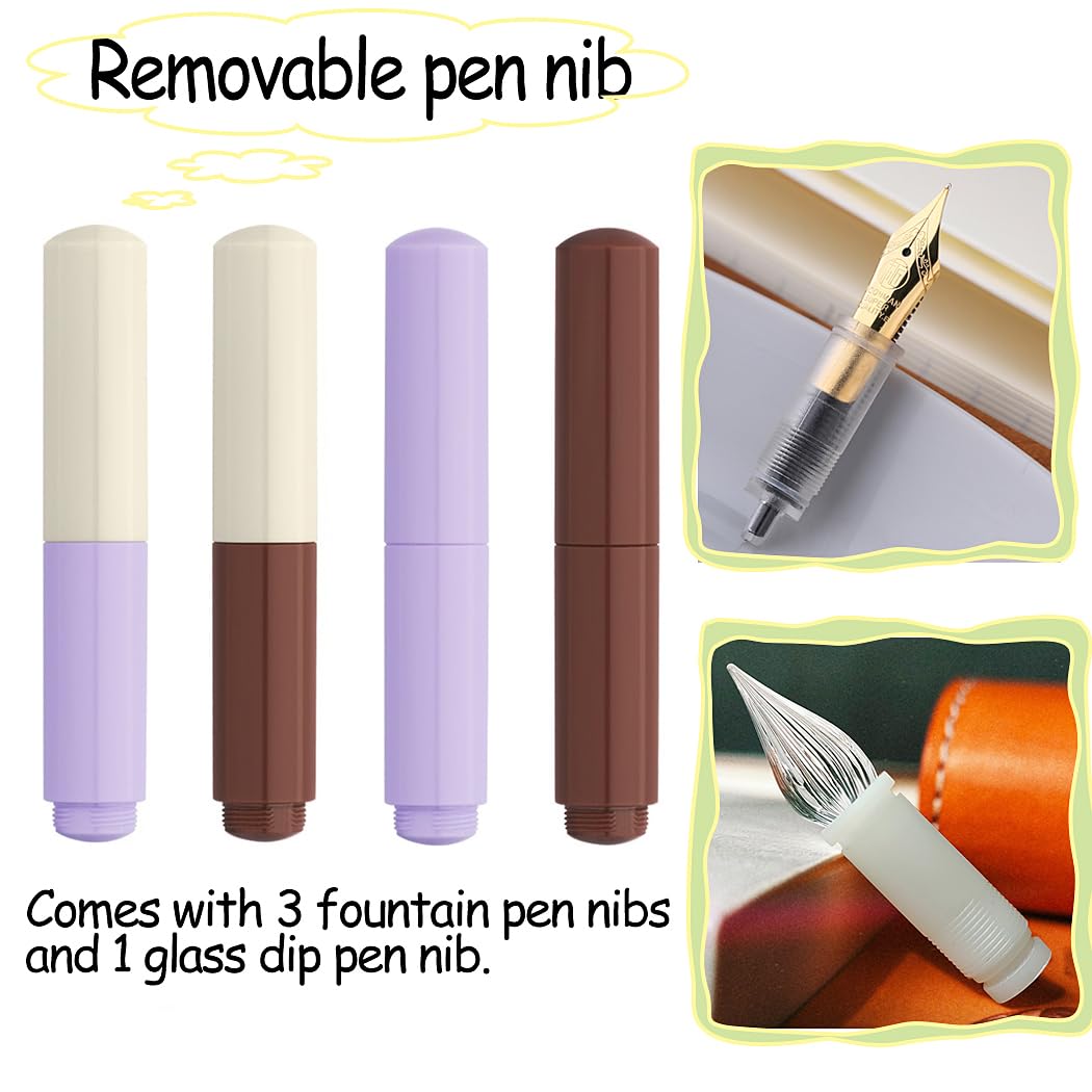SIPLIV Majohn Wancai Mini Fountain Pen Pocket-Size Travel Pen Iridium Fine Nib Fountain Pen with 3 Pen Nibs - Image 3
