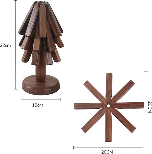 Miniatura 5 de Incorpora el arte a tu vida juego único de 4 manteles individuales redondos con aislamiento térmico en madera de nogal, práctico centro de mesa