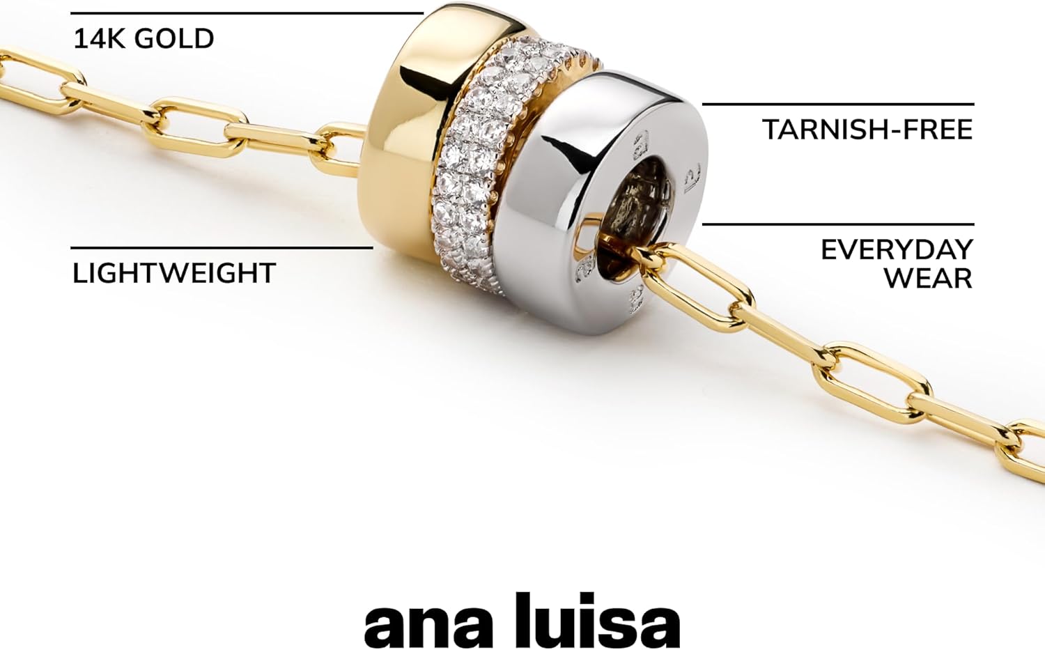 Ana Luisa Pendant Necklaces for Women - Sterling Silver, 14K Gold Plated & Silver Rhodium Necklace - Pearl, Heart, Circle, Moonstone, Gemstone, Knot Charm Styles - Hypoallergenic, Dainty Necklaces